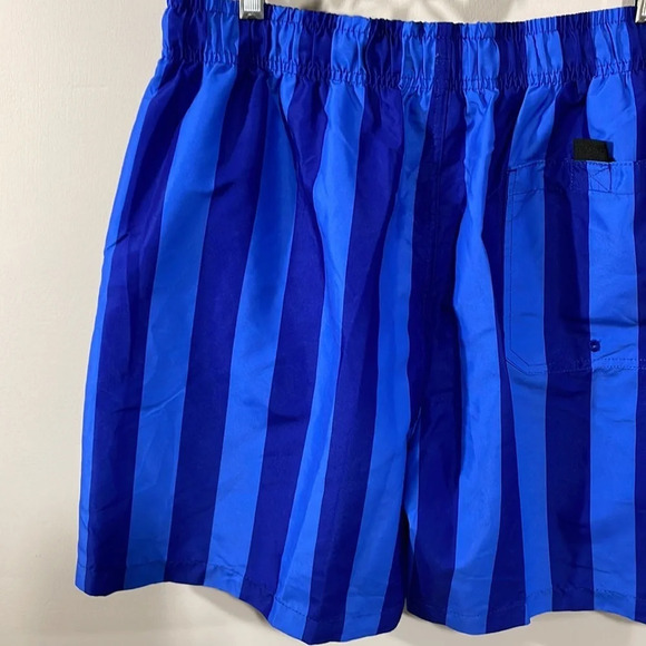 NWOT Cromer Resortwear Swim Trunks Elastic Waist Blue Striped L (36/38) - Picture 5 of 15